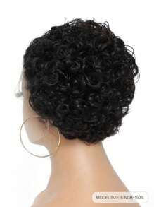 13"X1" Lace Front Transparent Lace Wave Pixie Short Wig, 6 Inch, 150% Density, Natural Black Short Human Hair Wig For Women - SNatural - View 4
