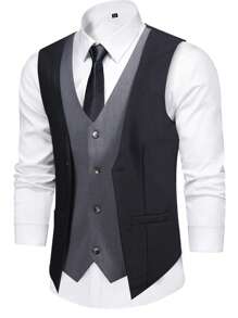 男士1入組雙色馬甲 - 彩色 - 查看 1