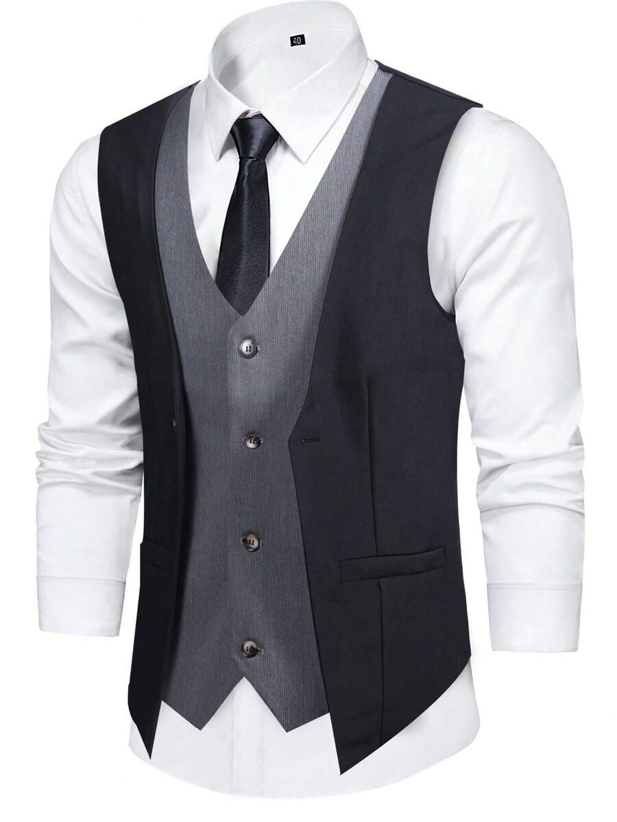 男士1入組雙色馬甲 - 彩色 - 查看 1