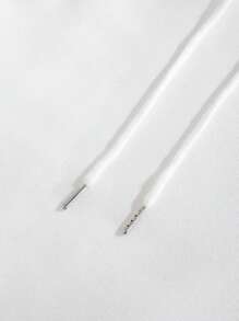 INAWLY Solid Kangaroo Pocket Hoodie,Long Sleeve Tops - White - View 4