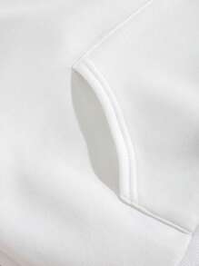 INAWLY Solid Kangaroo Pocket Hoodie,Long Sleeve Tops - White - View 6