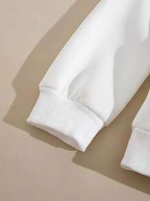 INAWLY Solid Kangaroo Pocket Hoodie,Long Sleeve Tops - White - View 7