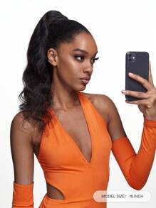 Body Wave Ponytail Human Hair 130% Density Natural Black Extension Drawstring Hair Extensions - SNatural - View 2