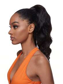 Body Wave Ponytail Human Hair 130% Density Natural Black Extension Drawstring Hair Extensions - SNatural - View 4