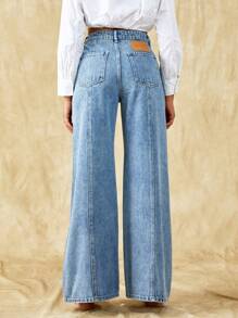 Selenza Solid Wide Leg Jeans - Light Wash - View 1