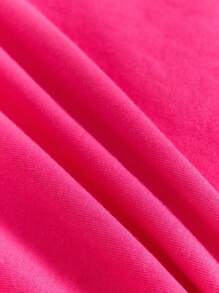 SHEIN Camiseta De Manga Corta Casual Con Estampado De Dibujos Animados Para Niñas Jóvenes, Adecuada Para El Verano - Rosa Fucsia - Ver 5