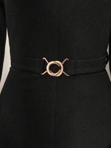 BizChic Solid Belted Bodycon Dress - Black - View 7