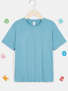 男童休閒短袖圓領t卹,適合夏季