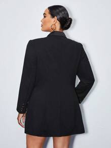 BizChic Plus Shawl Collar Double Breasted Blazer Dress - Black - View 2