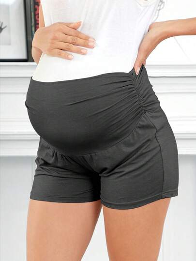 孕婦褶邊腹部支撐短褲