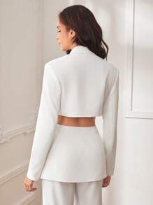 BizChic Cổ áo Cắt bỏ eo Áo vest - trắng - Xem 2