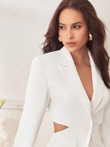 BizChic Cổ áo Cắt bỏ eo Áo vest - trắng - Xem 7