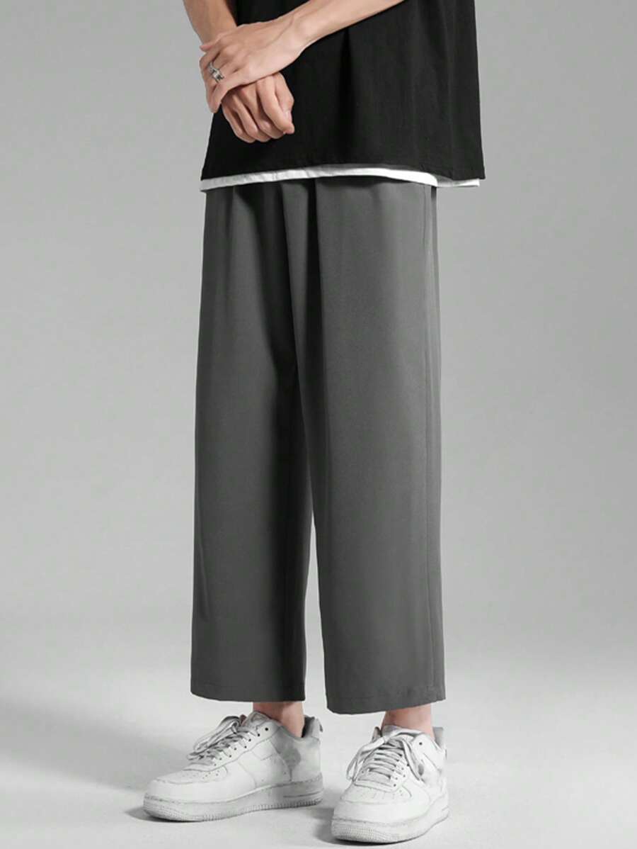 Nam Chất rắn Quần chân thẳng - Màu xám đen - Xem 1