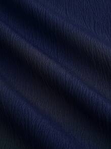 男士单排扣休闲/度假领短袖衬衫 - 藏蓝色 - 查看 4