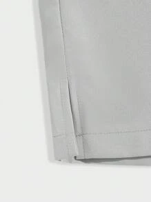 Manfinity Homme 男士素色斜口袋百慕大短褲 - 淺灰色 - 查看 6