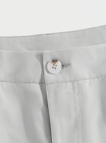 Manfinity Homme 男士素色斜口袋百慕大短褲 - 淺灰色 - 查看 8