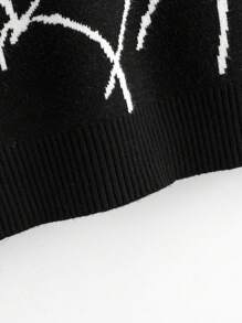 SHEIN 男大童蜘蛛網圖案套頭毛衣 - 黑與白 - 查看 4