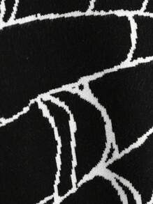 SHEIN 男大童蜘蛛網圖案套頭毛衣 - 黑與白 - 查看 6