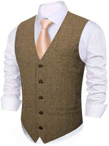 1 Veste De Costume À Dos Bouclé Pour Homme - Tabac - Voir 1
