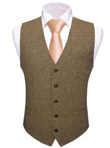 1 Veste De Costume À Dos Bouclé Pour Homme - Tabac - Voir 4