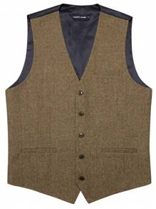 1 Veste De Costume À Dos Bouclé Pour Homme - Tabac - Voir 5