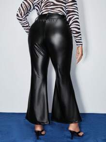 BizChic Hơn Cao eo Chân bùng chất liệu da PU Quần - màu đen - Xem 2