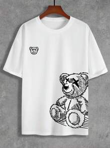 Claim Dot Nam In Gấu Thả vai Lỏng lẻo Áo thun - trắng - Xem 4