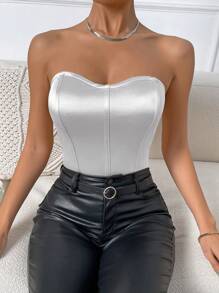 Rafferiza 纯色管状紧身衣 适合节日派对服装 女士紧身衣 白色紧身衣 收腹紧身衣 白色紧身衣 女士紧身衣 - 白色 - 查看 5