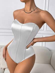 Rafferiza 纯色管状紧身衣 适合节日派对服装 女士紧身衣 白色紧身衣 收腹紧身衣 白色紧身衣 女士紧身衣 - 白色 - 查看 7