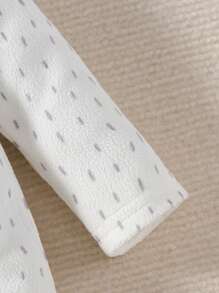 SHEIN Bộ đồ liền quần in hình gấu trúc dễ thương cho bé gái có mũ trùm đầu hình tai, đồ mặc ở nhà thoải mái - trắng - Xem 7