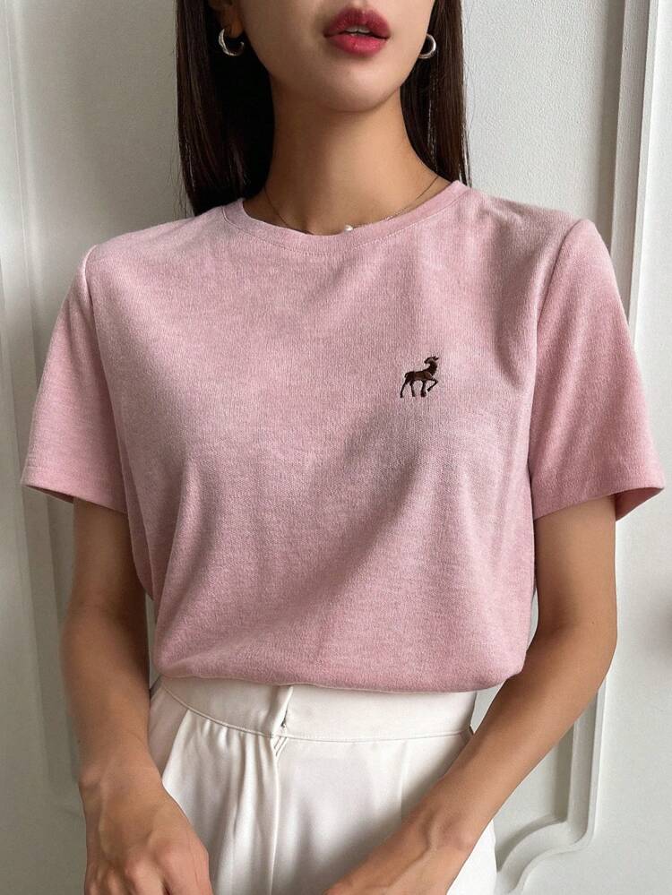 Embroidery Cartoon Graphic Tee