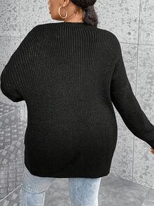 Celure Áo khoác cardigan dáng rộng có túi đôi thả vai - màu đen - Xem 2