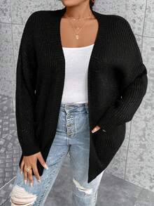 Celure Áo khoác cardigan dáng rộng có túi đôi thả vai - màu đen - Xem 6