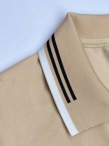 Manfinity Homme Homme Polo Imprimé Oiseaux À Ourlet À Rayures - Nude - Voir 3