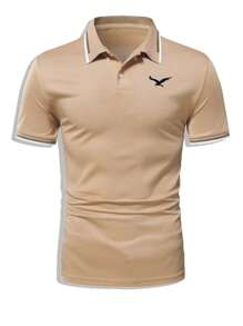 Manfinity Homme Homme Polo Imprimé Oiseaux À Ourlet À Rayures - Nude - Voir 5