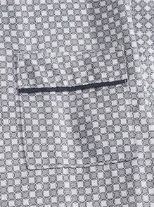 Men Allover Print Contrast Piping PJ Set - Grey - View 4