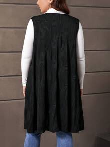 SHEIN LUNE Hơn Cổ áo thác nước Mở Mặt trước Áo vest - màu đen - Xem 2