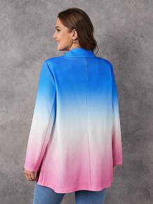 SHEIN LUNE Plus Ombre Print Lapel Neck Blazer