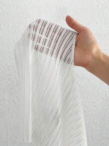 Muchica Tie Front Ribbed Knit Knot Front Crop Cardigan Without Bra - White - View 7