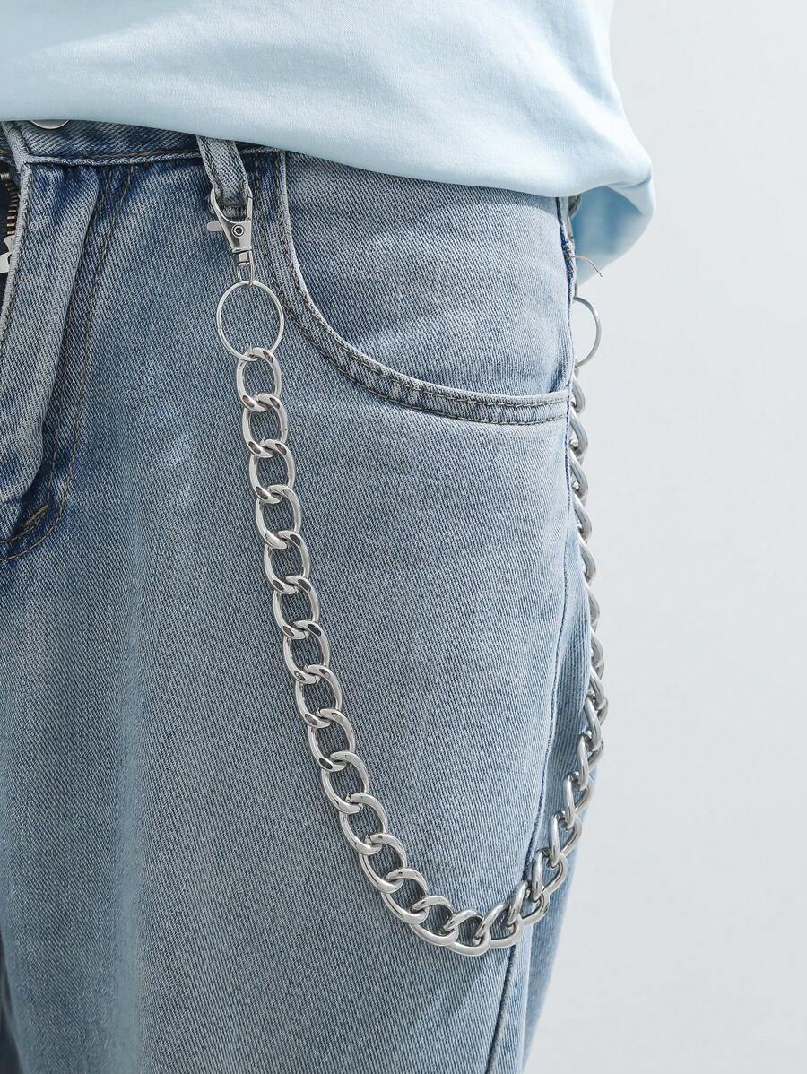 Hombres Cadena para pantalones minimalista - Plateado - Ver 1