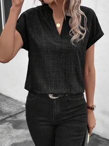 EMERY ROSE Notched Neck Batwing Sleeve Blouse