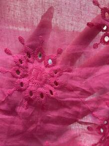 SHEIN LUNE Lỗ gắn thêu Nút phía trước Áo không tay - Màu Hồng Tươi - Xem 6