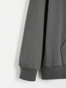 ROMWE Fairycore Star Graphic Zip Up Drawstring Hoodie - Grey - View 3