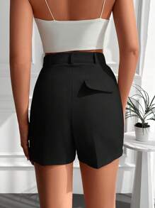 Cao eo Túi nghiêng Quần short - màu đen - Xem 2