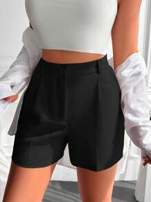 Cao eo Túi nghiêng Quần short - màu đen - Xem 5