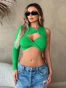 VaVaBold Mặt trước xoắn Cắt ra Top Cây trồng - màu xanh lá - Xem 1