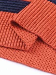 CILKOO Striped Pattern Drop Shoulder Pullover Sweater - Multicolor - View 8