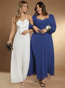 SHEIN Belle 1pc Big Bow Front Cami Jumpsuit