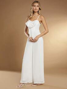 SHEIN Belle 1pc Big Bow Front Cami Jumpsuit
