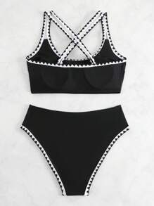 SHEIN Swim Whip Stitch Bikini Set - Black - View 6